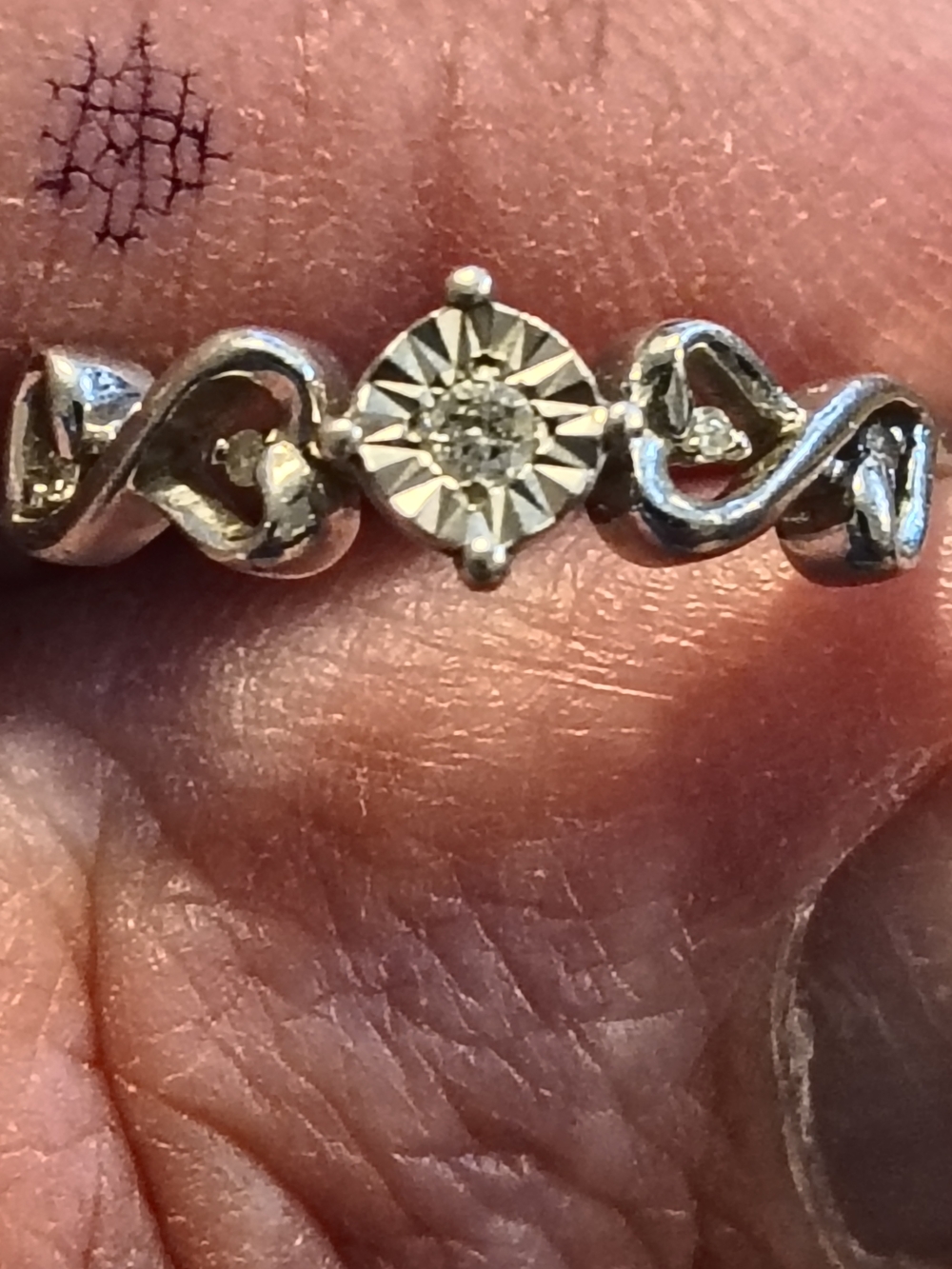 Vintage Sterling Silver Diamond Heart Engagement Promise Statement Signed Size 7